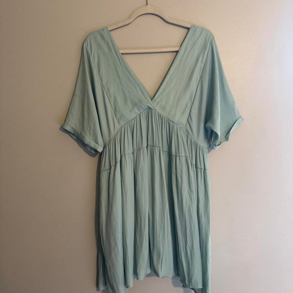 Mustard Seed light blue babydoll top with tie back detail, size M